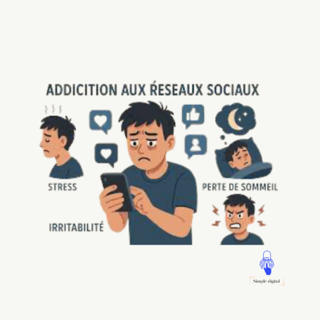 Des adolescents sur leurs smartphones, avec des visages horrifiés et stressés. 