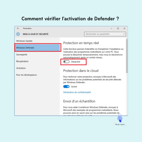 Vérifier que defender est activé