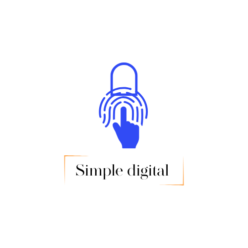 logo de simple digital, symbole de l'empreinte digitale qui ouvre les portes du numérique